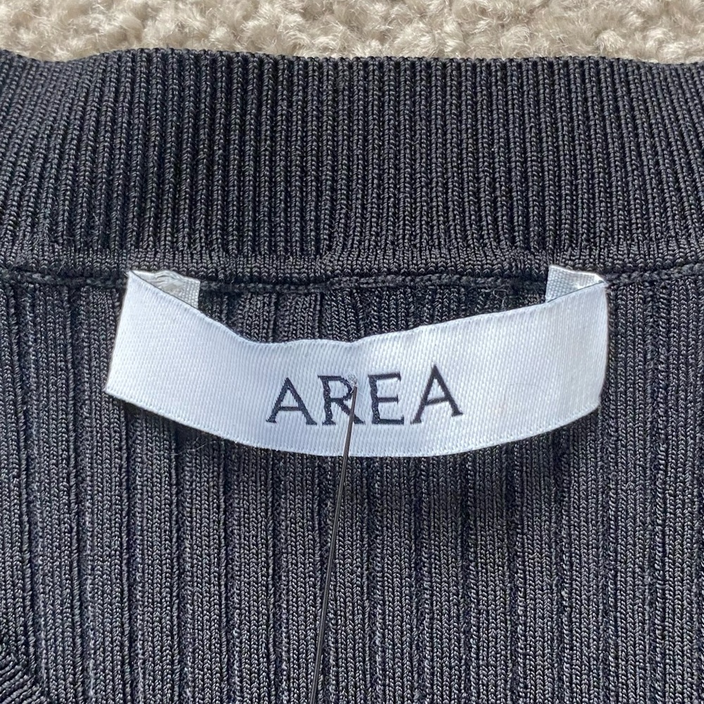 NWT Area Crystal Embellish Wavy Cuff Rib Bodysuit - Picture 10 of 13